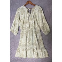 Boho Floral Patchwork Tiered Mini Dress XL Cottagecore Feminine Romantic Prairie