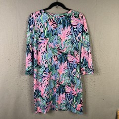 Lilly Pulitzer Dress Womens Medium Multicolor Pima Cotton Sea Life 3/4 Sleeve