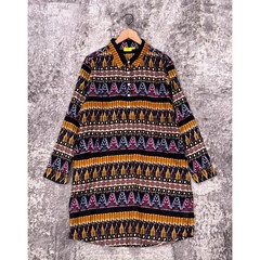 Roller Rabbit Shirt Dress XL Womens Ikat Print Long Sleeve Popover Knee Length