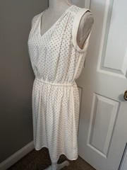 MAISON JULES~SIZE MEDIUM~IVORY AND GOLD RHINESTONE POLKA DOT SLEEVELESS DRESS~M