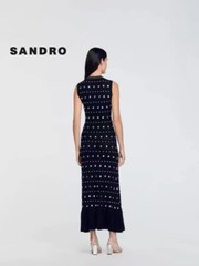Sandro dot rivet flounce sleeveless sundress Long dress for Women