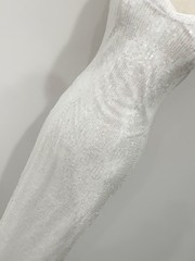 Lulus White Solid Mesh Sequin Long Dress S V-Neck Strappy Open Back Zip | SMALL