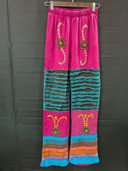 KPC Made In Nepal 100% Cotton MulticolorRazor Cut Hand Embroidered Pants- XXL