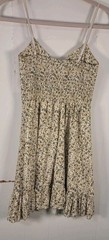 Floral Sundress Womens Small White Yellow Green Ruffle Hem Mini Summer Beach Y2k