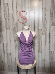 Fiestar Lavender Cowl Neck Ruched Halter Mini Dress Size Small