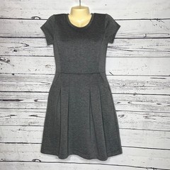 Halogen NWT Sz 6 Heather Gray Pleated Exposed Zipper Fit & Flare Interlock Dress