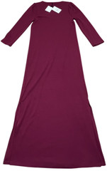 HATCH Maternity Dress By The Nines Womens (M) Wine Ribbed Scoop Neck Side Slit