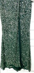MAC DUGGAL 5489 Forest Green Sequin Beaded High Slit Ruched Maxi Gown Dress 12