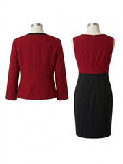 Studio One NY Colorblock Dress Sz 10 Burgundy Black Work Office Sheath Lined