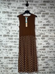 NWT! Les Serein Ravenna Mixed Media Polka Dot Dress Size Medium – Brown