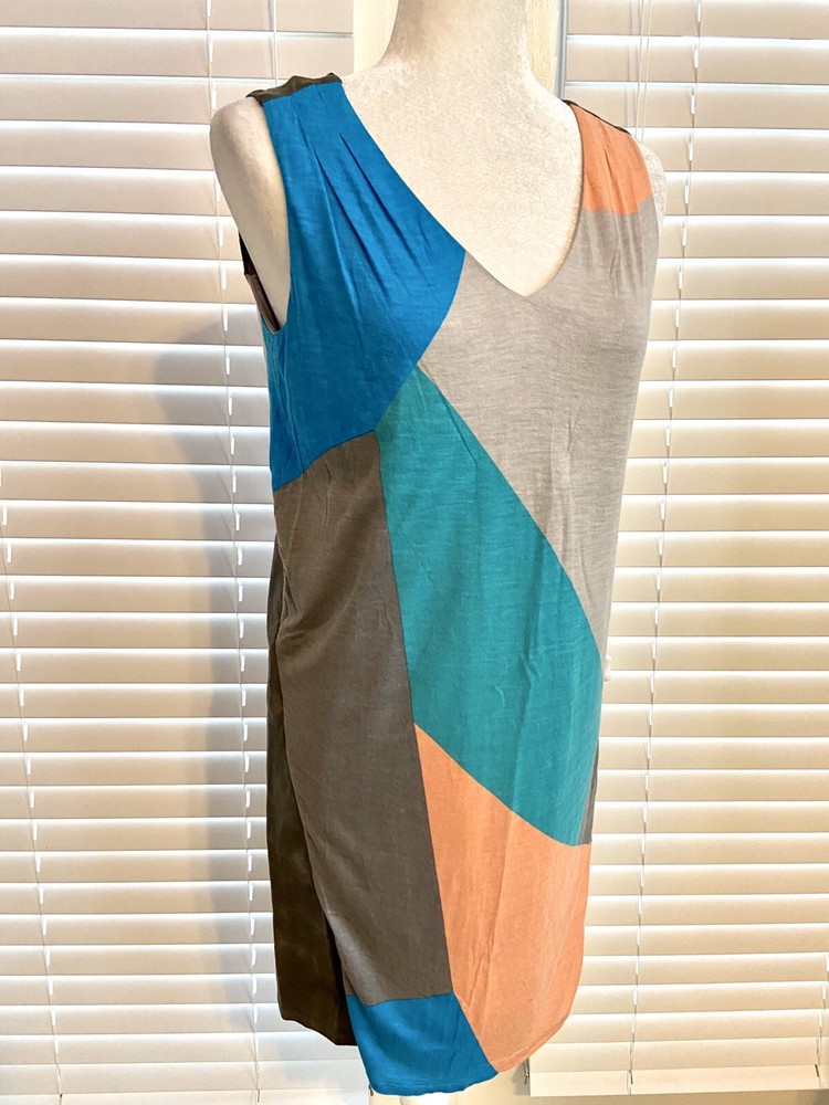 Doo Ri Impulse Macys X-Small Grey Pastel Color Block Sheath Career Midi Dress