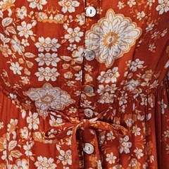 Able the Label Orange Floral Off Shoulder High Low Button Front Dress Size S