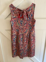 NWT Talbots Paisley Sheath Dress Women’s Size 14 Sleeveless Tie Back Career Midi