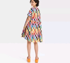 Limited Edition Target Pride Rainbow Checkered SS Oversize Skater Dress sz XS