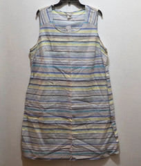 CJ Banks Blue Brown Yellow Green White Striped A-Line Sleeveless Dress 1X New