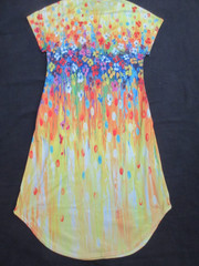 Unbranded Colorful Pull Over Cap Sleeve Dress w Rounded Hem Line, Size L, NWOT!