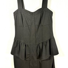 Casual Couture Black Peplum Sheath mini Dress Size M Party structured bodycon