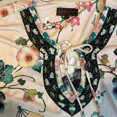 Hale Bob Dress Size M Jersey Center Pleat Split V-neck Asian floral