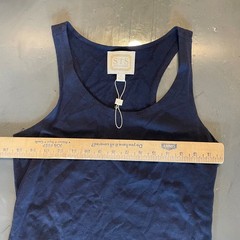Sail to Sable Navy Blue Orange Pom Pom Trim Cotton Racerback Maxi Dress XS NEW