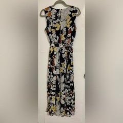Enfocus Studio Black Floral Maxi Dress with Yellow & Orange Blooms