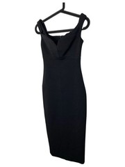 Cinq a Sept Size 2 Black Garnet Off Shoulder Bodycon Midi Dress Structured Fit