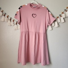 Fearless Illustration Dolls Kill Heart On My Sleeve Pink Smock Skater Dress XS