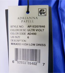 Adrianna Papell Mikado High Low Dress Size 6 Ultra Violet Blue Formal Gown NWT