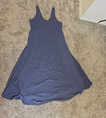 NWT Halara U-Neck Low Back Split Summer Sun Dress Womens L Blue Resortwear NWT