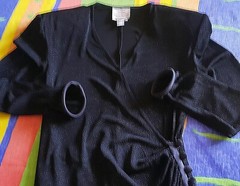 AUTHENTIC JOSEPH RIBKOFF SOLID BLACK ACETATE BLEND WOMENS COCKTAIL DRESS 10 38