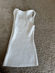 MEROKEETY Women’s White Solid Ribbed Knit Bodycon Mini Dress Sleeveless Size L
