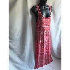 Active Basic Long Maxi Geometric Dress Size L Beachy Feminine Pink Girly Aztec