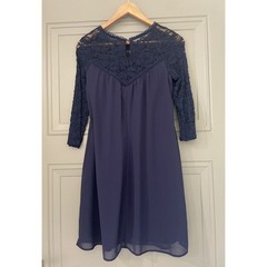 Navy Lace dress Small 4 6 8 Lily Rose 3/4 Sleeve
