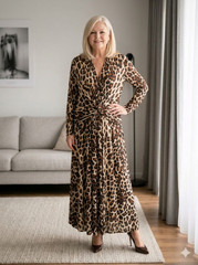 Anne Klein Leopard Print Twist Front Maxi Dress (Plus size 18W)