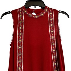 Embroidered Dress Sleeveless Keyhole Gathered Hem Unbranded READ