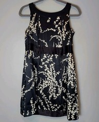 Vintage Monsoon Silk Dress Black Oriental Floral Size 14 Black Whimsigoth Y2K