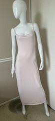 ILLUSORY Pale Pink Spaghetti Strap Stretch Jersey Knit Bodycon Maxi Tank Dress L