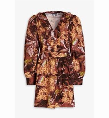 Walter Baker Josephina 100% Cotton Long Sleeve Mini Dress Brown Size 6