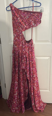 Mac Duggal 9160 Pink Multi Printed One Shoulder Cut Out Hi-Low Gown SZ 4 NWT