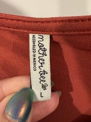 Rust-Color Mother Bee Maternity Faux Wrap Dress, size large