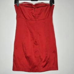 bebe Y2k Red Strapless Pixie Dress Pleated Ruched Bodycon Mini Small Origami