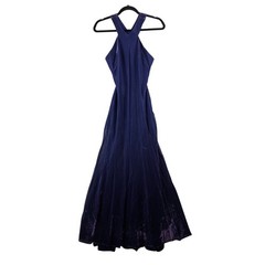 Vintage Steppin Out Maxi Gown Dress Women XS/SM 7/8 Acetate Nylon Purple Shimmer