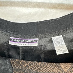 Vintage Amanda Smith Dress Womens 3X Black Brown Maxi Snake Print Gecko 90s
