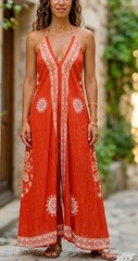 Boho Mandala Handkerchief Hem Scarf Dress Backless Spaghetti Strap Beach Lounge