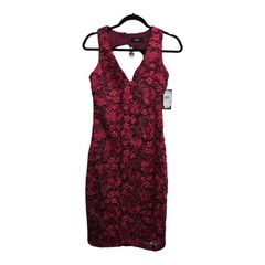 GUESS Dress Size 4 Red Floral Lace Embroidered Sleeveless Elegant Luxury NEW