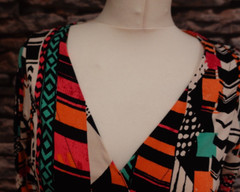 Next Ladies Elasticated Waist Tie Fronted Multicoloured 3/4 Sleeve Dress Size 10