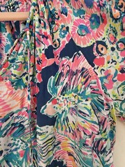 Lilly Pulitzer Willa Tunic Dress L Indigo Gypsea 100% Rayon Tassel Cover Up