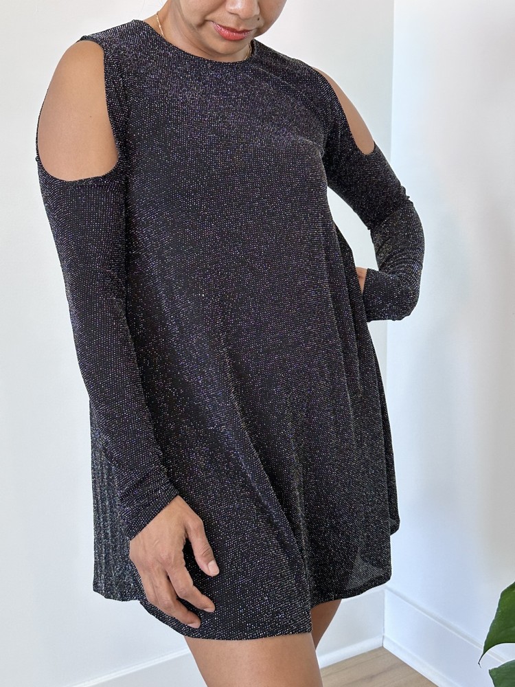 Disco Glam Boho Chic Night Out Metallic Glitter Tunic Mini Dress Show Me Your…
