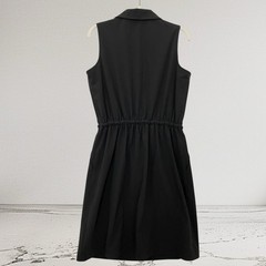 Calvin Klein Drawstring Waist Collard Sleeveless Sheath Dress Size 8 Stretch