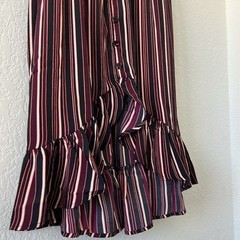 Band of Gypsies B.O.G Collective Striped High-Low Dress Black Bordeaux XS NWT
