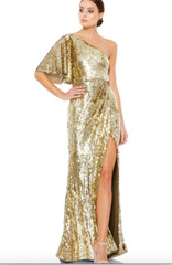 MAC DUGGAL 93540 ONE -SHOULDER SEQUIN COLUMN GOLD GOWN 4